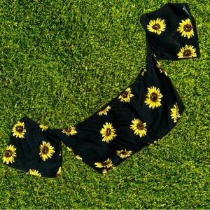 Zaful Sunflower Crop Top Size S Black Yellow